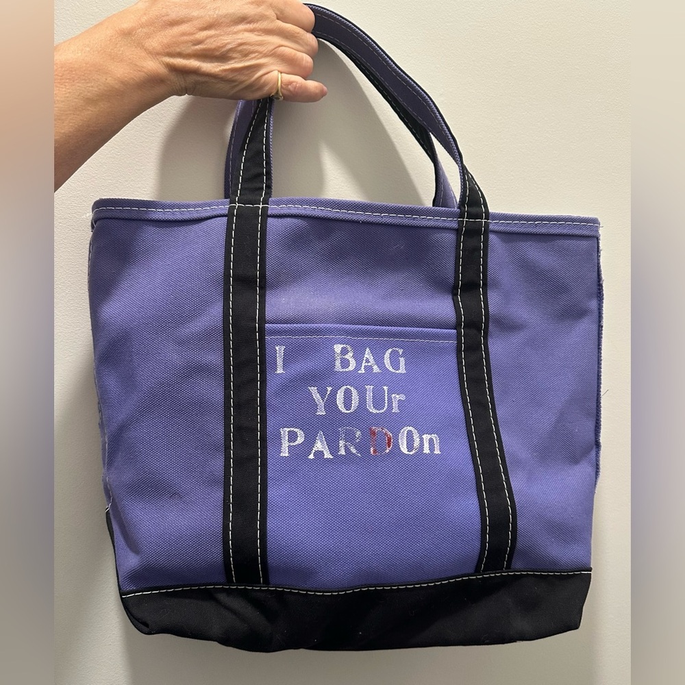 Llbean boat and tote Purple and Black Canvas vintage